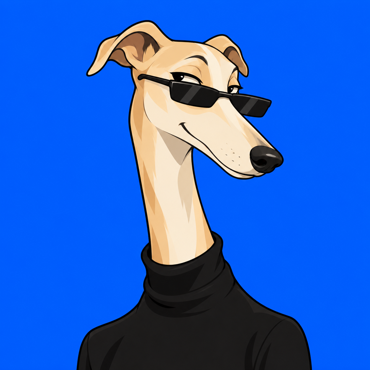 汪不慌 AI 的蓝底墨镜犬头像